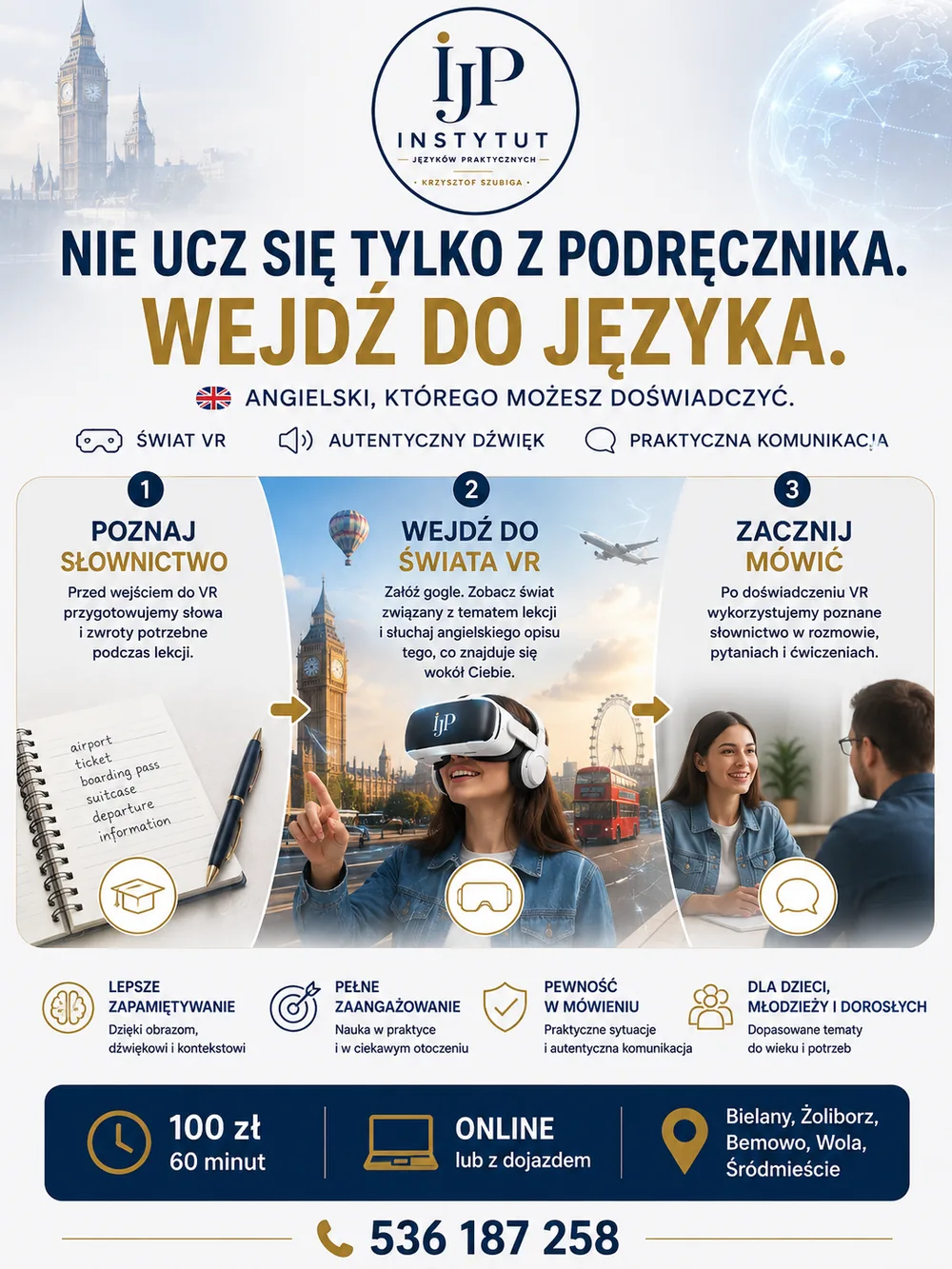 Infografika zajęć z języka angielskiego z wykorzystaniem VR